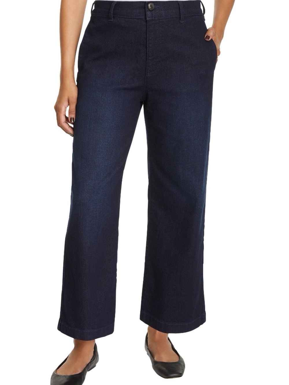 Ella Moss Navy Wide-Leg Crop Jeans